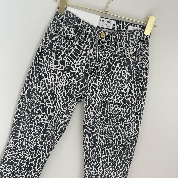 FRAME Denim Le High Animal Print Skinny Jeans In Noir Multi Sz 24 - Picture 9 of 10